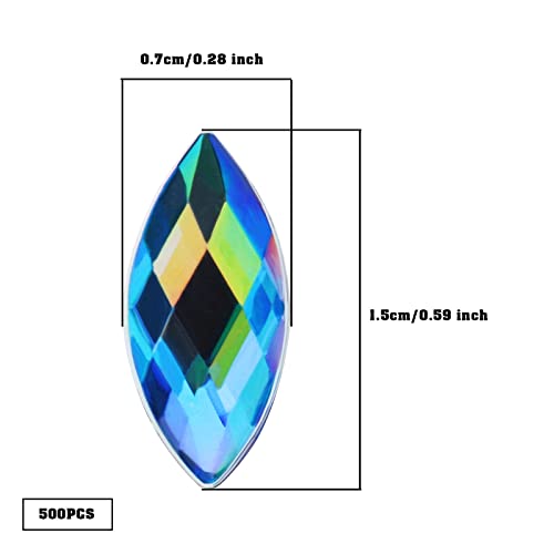OTOTEC 500Pcs Acrylic Sew On Rhinestones AB Decorative Crystal Horse Eye Shape Rhinestones Decoration for DIY Making Crafts Scrapbooks Clothing Phones Blue - Image 4