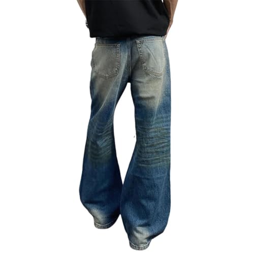 Men’s Gradient Dyed Ripped Jeans, High Street Retro Washed, Distressed Straight Baggy Denim Pants3