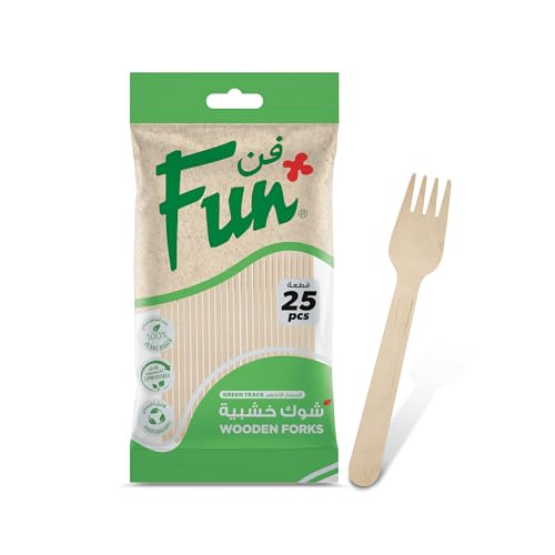 Fun Everyday Eco Friendly Disposable Wooden Fork Set 6.5 Inch Pack of 25 P64WF