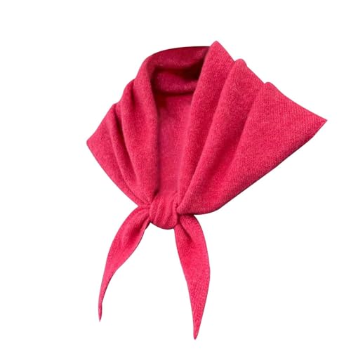 Hot Pink Triangle Knit Scarf for Women, Soft Chunky Winter Wrap, Versatile Shawl & Head Wrap, Elegant Neck Warmer for Autumn Winter, Lightweight & Skin-Friendly Fashion Accessory