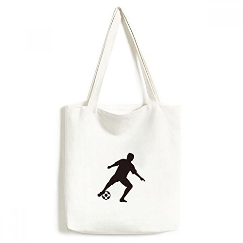Sac en toile de football silhouette lavable 33x40cm pour le shopping et l'artisanat