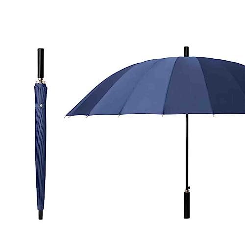 PRUJOY 46-inch Golf Umbrella,24 Bone Double-layer Large Umbrella Long Handle Men's and Women's Automatic Wind-resistant Business Straight Umbrella (Blue)