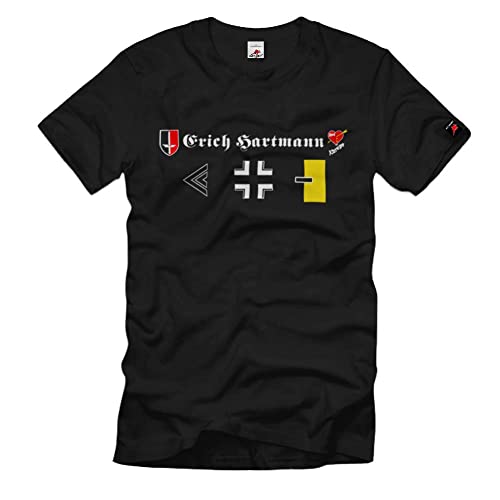 T-shirt Erich Hartmann Bubi avion de chasse vêtement militaire noir