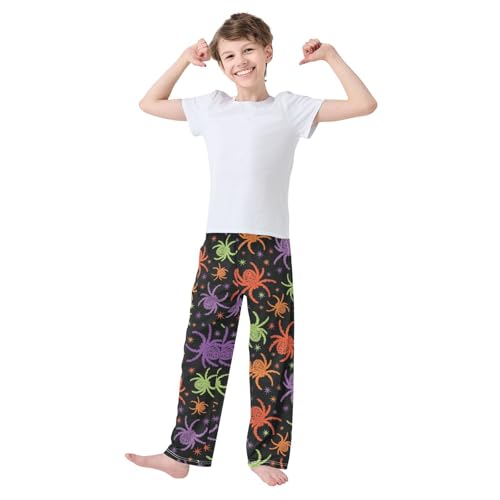 ZZXXB Colorful Spider Boys Long Pants Soft Trousers Elastic Waist Kids Lounge Bottoms with Pockets S-XL2
