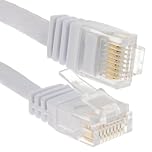 kenable FLAT CAT6 Ethernet LAN Patch Cable Low Profile GIGABIT RJ45 10m White