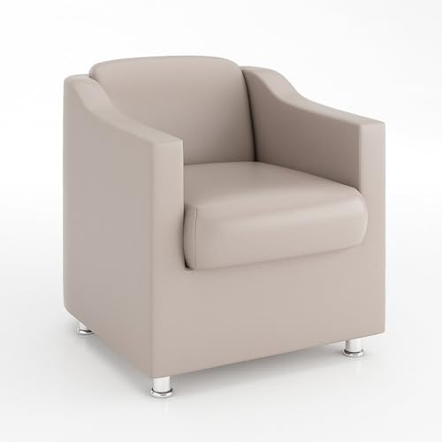 Poltrona Decorativa Reforçada em Courino Diversas Cores Para Recepção e Salões (Courino Bege)
