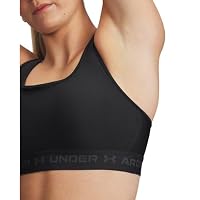 Under Armour Womens Crossback Mid Impact Sports Bra , Black (001)/Jet Gray , X-Large — image 8