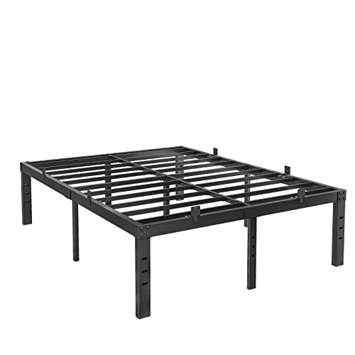 Comasach California King Bed And 6 Pcs Non Slip Mattress Gaskets, No Box Spring Needed, 14 Inch Black Metal Platform Bed Frames, 4000Lb Heavy Duty Steel Slat Support, Noise Free Mattress Foundation #TOP4