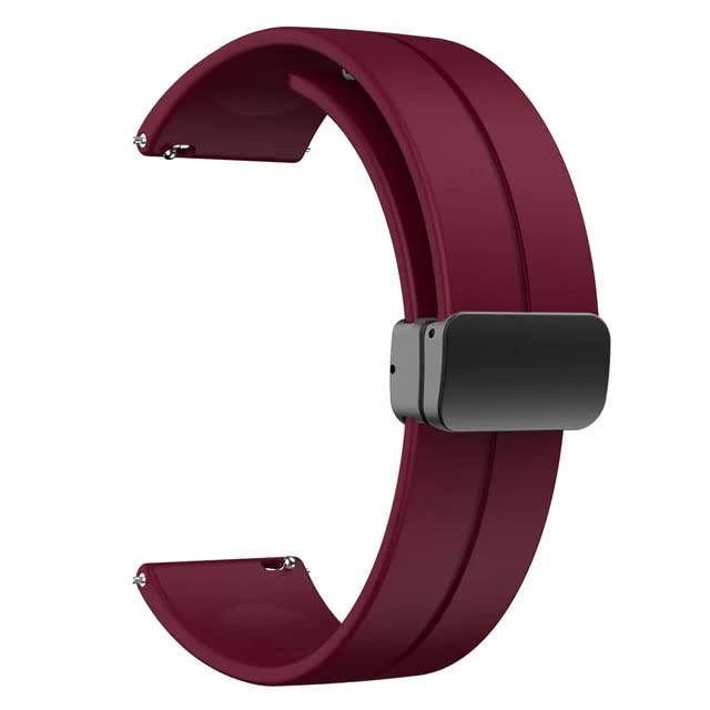 22mm Silicone Belt Watch Strap Magnetic Folding Buckle Compatible for Fossil Q Wander Digital Smartwatch Band
