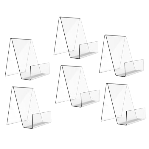 Tofficu 6 Piezas Soporte de Libro Acrílico Transparente Atril Exhibición Mesa para Organizar y Mostrar Libros Folletos y Catálogos para Oficinas y Tiendas