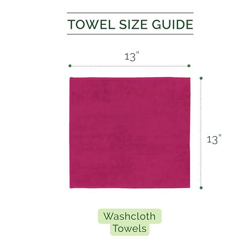 Image of Elegant Comfort 100% Turkish Cotton Corduroy Ribbed Luxury Washcloths 6 Pack Soft 13 x 13 Inch - Higly Absorbent, Durable, Quick Dry, Spa Premium Hotel Quality for Bathroom or Travel, Hot Pink