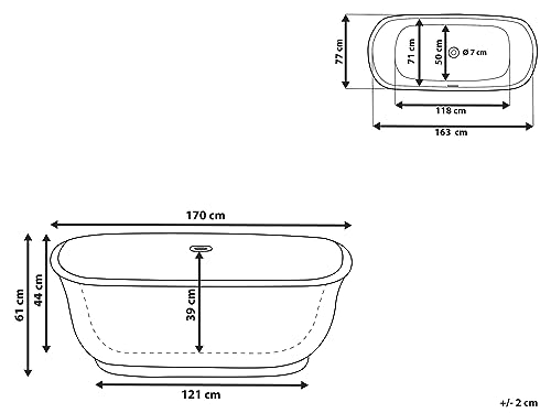 Badewanne freistehend oval rot in römischem Stil 170 x 77 cm Tesoro