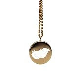 WORLD WIDE GEMS WWG_MAP_432 Ungarn-Karten-Anhänger aus Sterlingsilber, 14 Karat vergoldet, rund, 1,5 mm dick