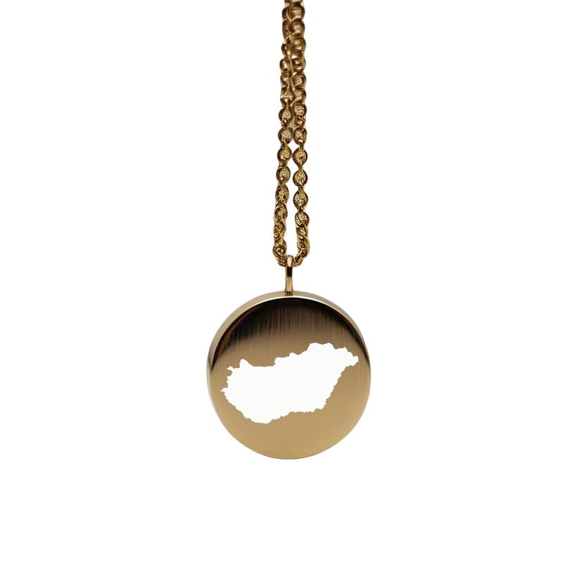 Pendentif carte de la Hongrie en argent sterling et plaqué or 14k de haute joaillerie