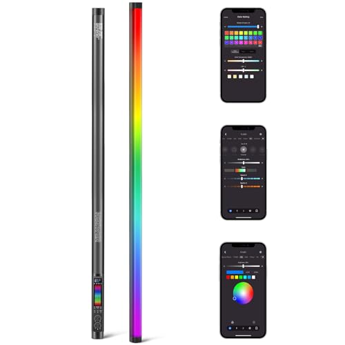 NEEWER TL120C RGB Videoleuchte Lichtstab, 42W Vollfarb RGBWW Leuchtstab LED Videolicht mit APP/2,4G/DMX Steuerung, Handlichtstab mit 7 Pixel Effekte/18 Szenen,2500-10000K CRI97+ TLCI98+, 6000mAh Akku