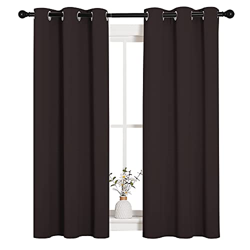 Image of NICETOWN Room Darkening Draperies Curtains, Energy Smart Thermal Insulated Solid Grommet Curtains /Drapes Window Panels (2 Panels, 34-inch x 54-inch, Toffee Brown)
