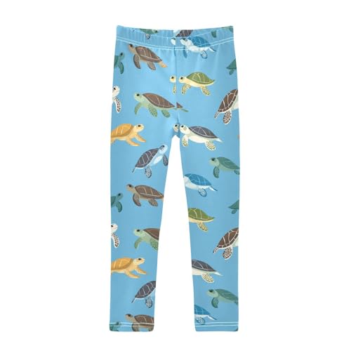 Sea Turtles Girls Leggings Toddler Doodles Kids Yoga Pants Dance Active Tights 4T