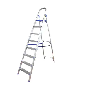 am PRODUCTS Foldable Ladder for Home and Office Use | Aluminum | Wide Steps | Wobble-Free | Skid-Free Steps | Durable Safety Ladder | Rust Free | Stairs | Portable Ladder | Anti-Skid (8-Step)