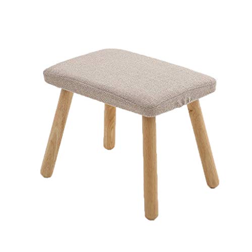 Tabouret de rangement en bois beige et repose-pieds rembourré