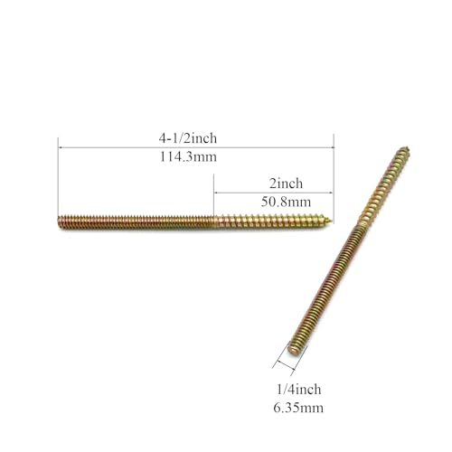 Image of 12 Pack 1 /4-20 x 4-1 /2 Inch Hanger Bolts Double Headed Wood Dowel Self-Tapping Screw for Furniture Double Threaded Rods 114.3mm Length