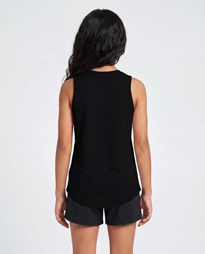 Image of Real Essentials 4 Pack: Girls' Dry-Fit Active Tank Top - Gym Running Workout Athletic Shirt for Kids Teens Youth