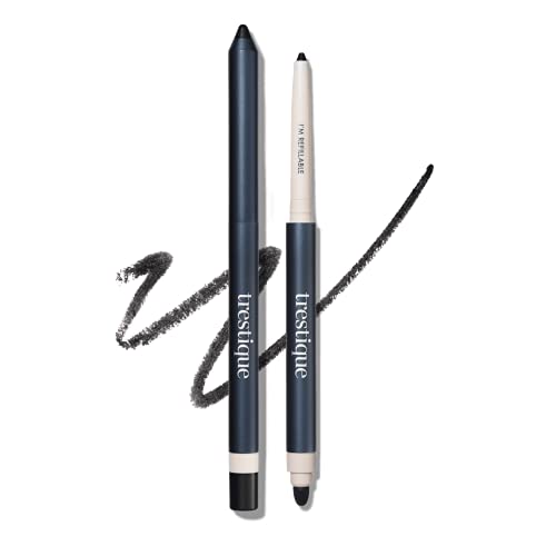 TRE'STIQUE Eyeliner, Refillable Long Lasting Eyeliner Pencil With Built-In Smudger And Sharpener, Clean Beauty Eye Pencil, Sustainable