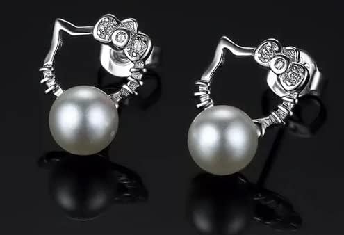 Miniatura 3 de Elegantes pendientes de gato chapados en plata con circonita cúbica, Cobre, Circonia cúbica