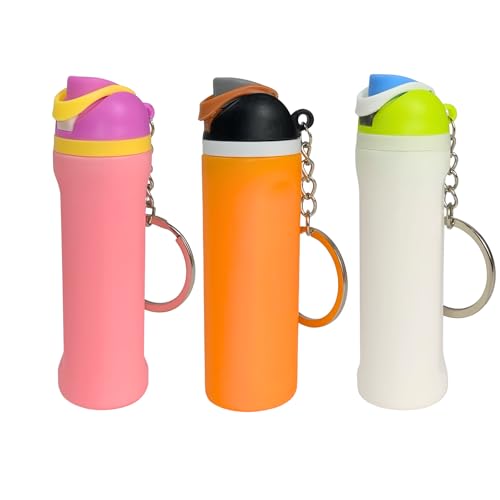 PLLCJB 3 Pack Mini Tumbler Keychain Accessories for Owala Water Bottle Cute Cup Charm Keychain for Lip Balm Women Girls Handbag Christmas Gifts