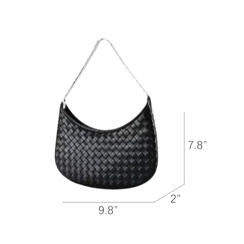 Image of Woven Leather Tote Bag For Women Crossbody Shoulder Bag Large Hobo Handbags Vegan Female Bag Vegetable Basket