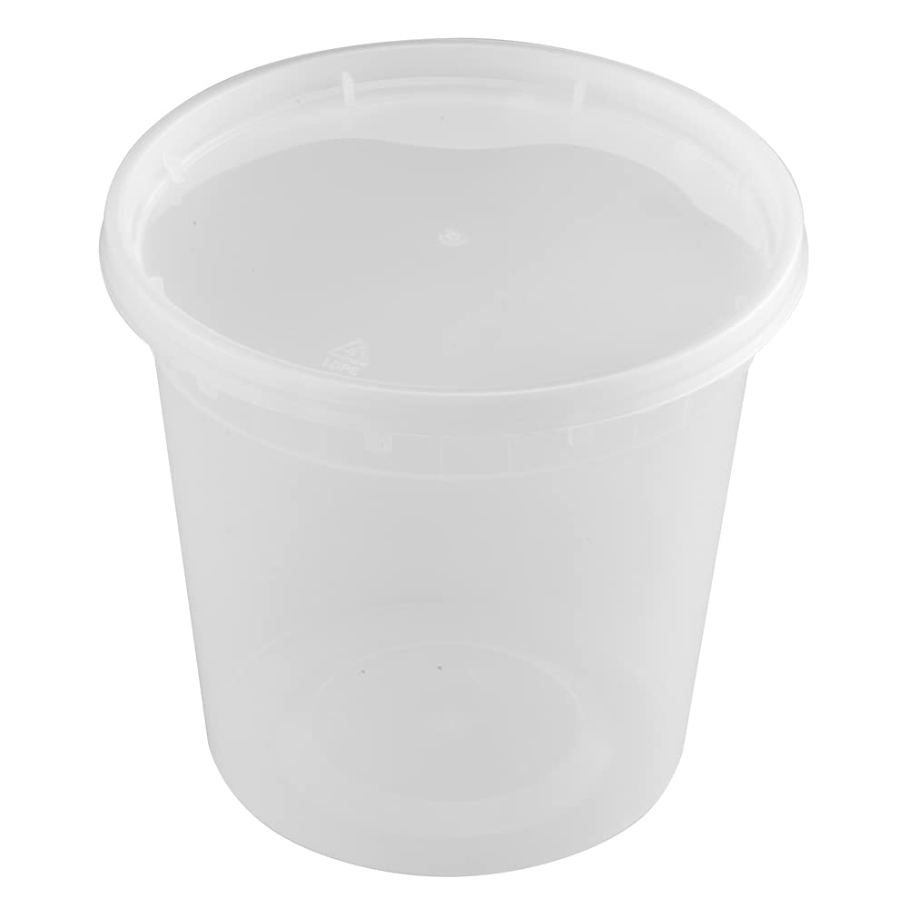 TIYA Takeout Food Containers - 24oz Bulk 240 Pack with Lids - Plastic Food Storage To-Go Containers - Reusable Microwavable Dishwasher Safe Takeout Cups - Airtight Leak Proof for Soups & Meal Prep