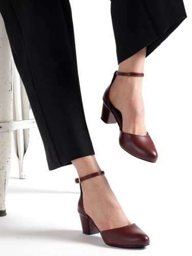 Image of Marc Loire Women's Pointed Toe Block Heel Fashion Sandals with Buckled Ankle Strap