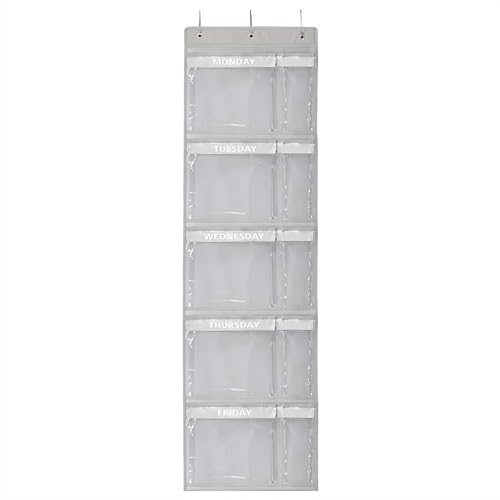 Organizzatore di abbigliamento per il giorno della settimana, dal lunedì al venerdì, organizer per vestiti scolastici per bambini da appendere settimanalmente