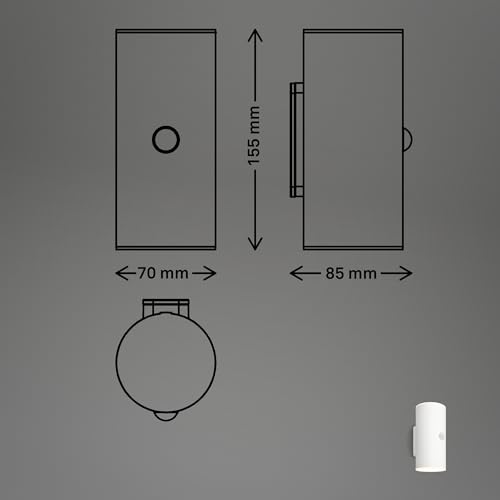 Briloner Applique Da Esterni A Batteria Led 3787016, Bianco, Sensore, Su/Giù - 7