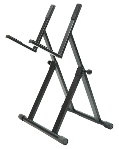 Stage Rocker Adjustable Amp Stand for Guitar and Bass, Foldable Tilt Design with 64° Fixed Angle, 150 lb Capacity, Height 66.5–79 cm, Black