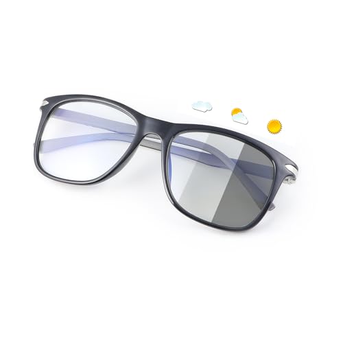 YIMI Spring Hinge Photochromic Gray Sunglasses Blue Light Blocking Glasses for Men and Women Day...