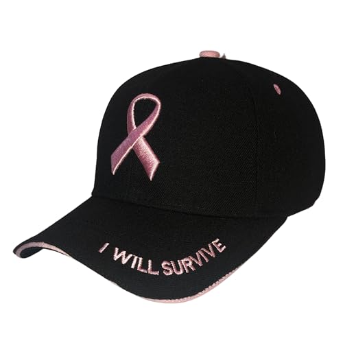 Popfizzy Breast Cancer Hats for Women Breast Cancer Survivor Gifts Breast Cancer Caps Cancer Baseball Cap (Black)