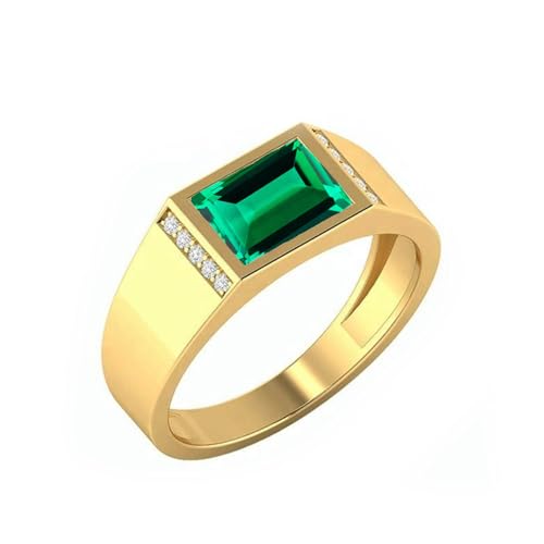 10K 14K 18K Solid Gold Men's Gemstone Ring Custom 2-5CT Emerald Cut Gemstone Ring for Men Anniversary Birthday Luxury Jewelry Gifts for Him Ring Size 4-162