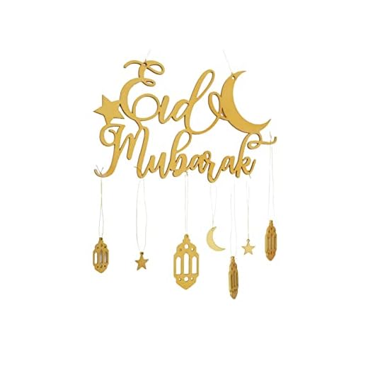 Eid Mubarak dekor, Eid Mubarak trähänge Ramadan Kareem vägghänge dekoration Ramadan 2022 muslimsk islamisk festival festdekor