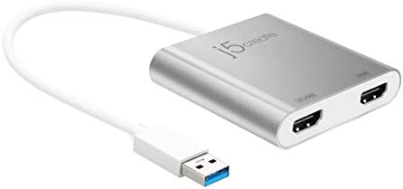 j5create USB to Dual HDMI Adapter, USB 3.0 Multi Monitor Splitter 4K 30Hz or 2048x1152 60Hz, External Video Card, Extend Mirror Rotate Modes, for Windows Laptop, PC, Mac, Driver Required