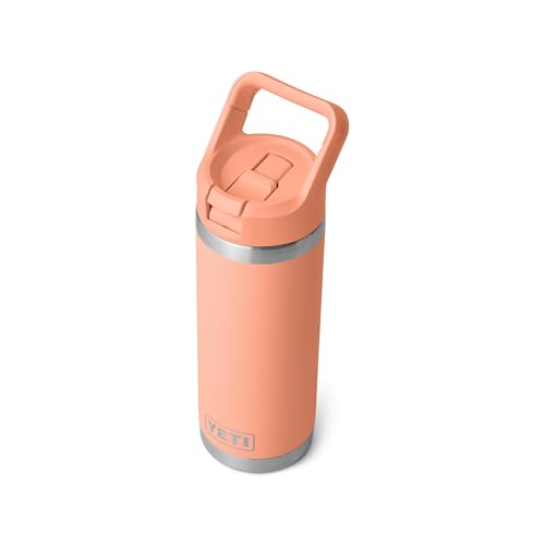 Image of YETI Rambler 18 oz Bottle, Vacuum Insulated, Stainless Steel with Color Matching Straw Cap, Low Country Peach