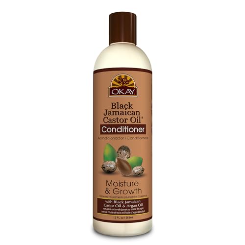 OKAY Black Jamaican Castor Oil Conditioner - Jamaican Black Castor Oil Conditioner for Women and Men with Argan and Shea Butter for Damaged Hair, Promotes Thicker, Fuller Hair - 12 fl oz (1 Pack)