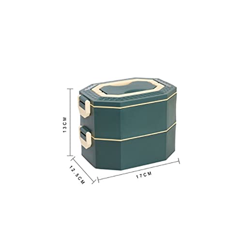 Fiambrera Saludable de Acero Inoxidable con Doble Capa Aislante, Tipo bento Multifuncional para Adultos (Verde).