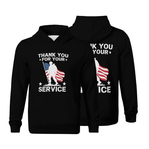 Kids Thank You for Your Service Veterans Day Boys Girls Lightweight Kangaroo Pocket Fleece Hoodies