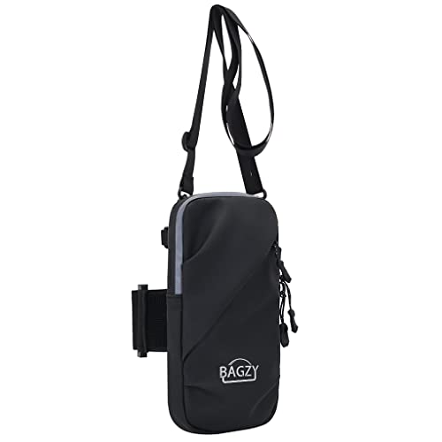 BAGZY Pochette pour Telephone Portable Brassard de Sport Sacoche Homme Passeport Imperméable Sac de Bras Portefeuille Porte-Monnaie Course à Pied Bras avec Trou pour Phone 6.7'