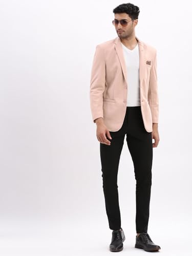 Image of SHOWOFFFF Men Solid Single Breasted Casual Blazer | Notched Lapel Full Sleeves Cotton Blazer for Mens | Slim Fit Regular Length Blazer for Men's