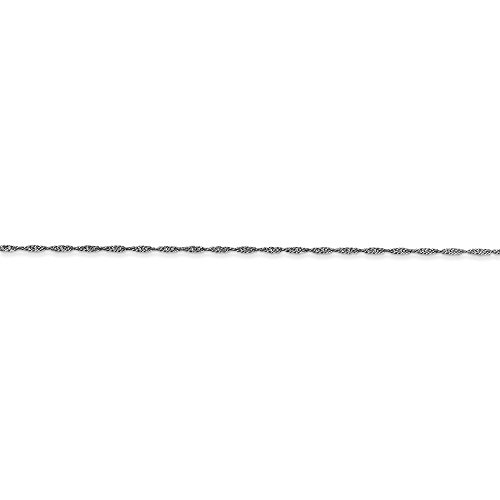 Solid 14k White Gold 1mm Singapore Chain Necklace3