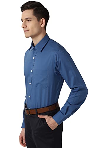 Image of Peter England Men Blue Full Sleeves Formal Shirt