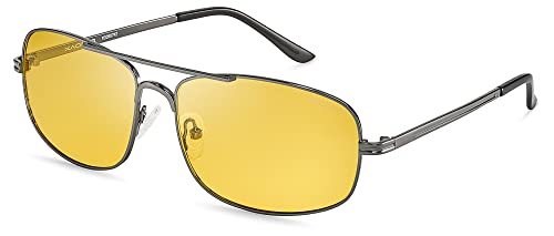 Image of Polarized Brow Bar Aviator Sunglasses for Men Pilot Military Style Metal Frame Driving Shades UV400