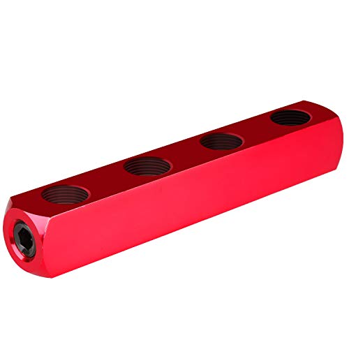 Hromee 4-Way Straight Air Manifold 5 Ports Aluminum Industrial Pneumatic Air Compressor Quick Connect Socket In Line Type Air Hose Splitter With 4 Couplers And 1/4" Male Npt Plug #TOP4