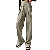 Lässige Palazzo-Hose für Damen mit seitlicher Schnürung, hoher Taille und weitem Bein und Taschen...